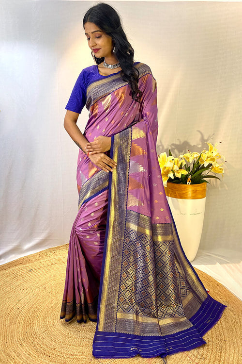 Load image into Gallery viewer, Precious Lavender Soft Banarasi Silk Saree With Elegant Blouse Piece
