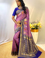 Precious Lavender Soft Banarasi Silk Saree With Elegant Blouse Piece