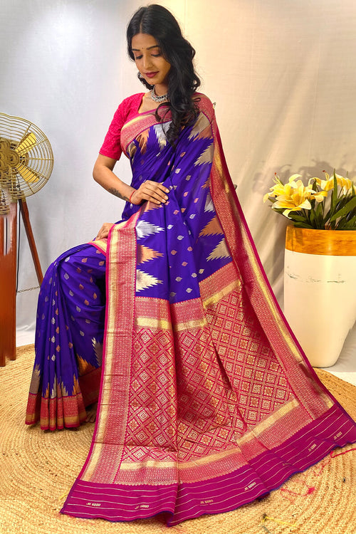 Load image into Gallery viewer, Precious Purple Soft Banarasi Silk Saree With Elegant Blouse Piece
