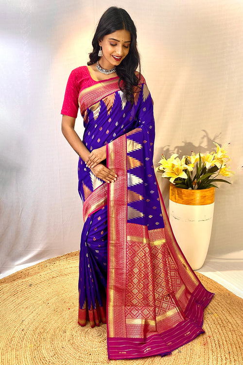 Load image into Gallery viewer, Precious Purple Soft Banarasi Silk Saree With Elegant Blouse Piece
