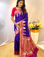 Precious Purple Soft Banarasi Silk Saree With Elegant Blouse Piece