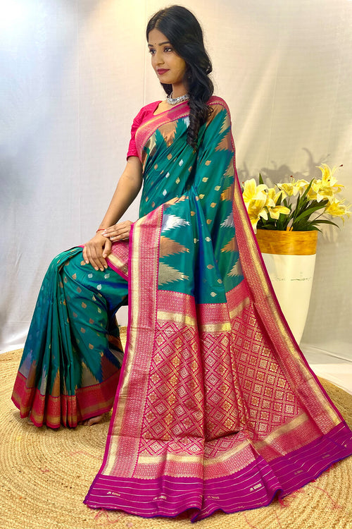 Load image into Gallery viewer, Precious Rama Soft Banarasi Silk Saree With Elegant Blouse Piece
