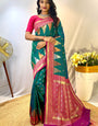 Precious Rama Soft Banarasi Silk Saree With Elegant Blouse Piece