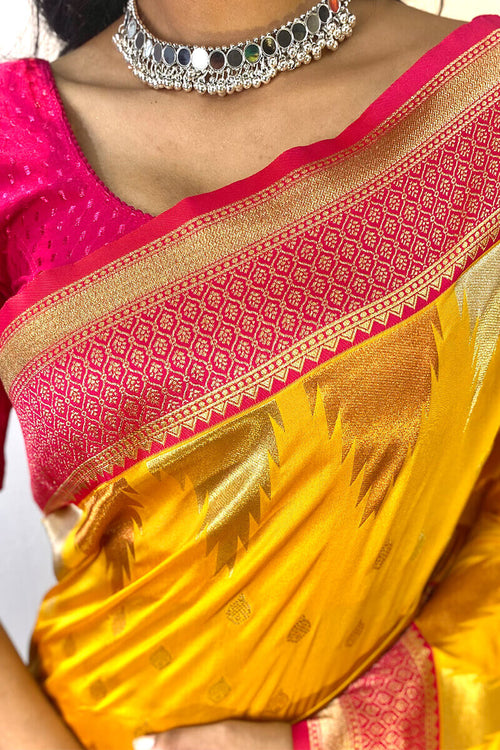 Load image into Gallery viewer, Precious Yellow Soft Banarasi Silk Saree With Elegant Blouse Piece
