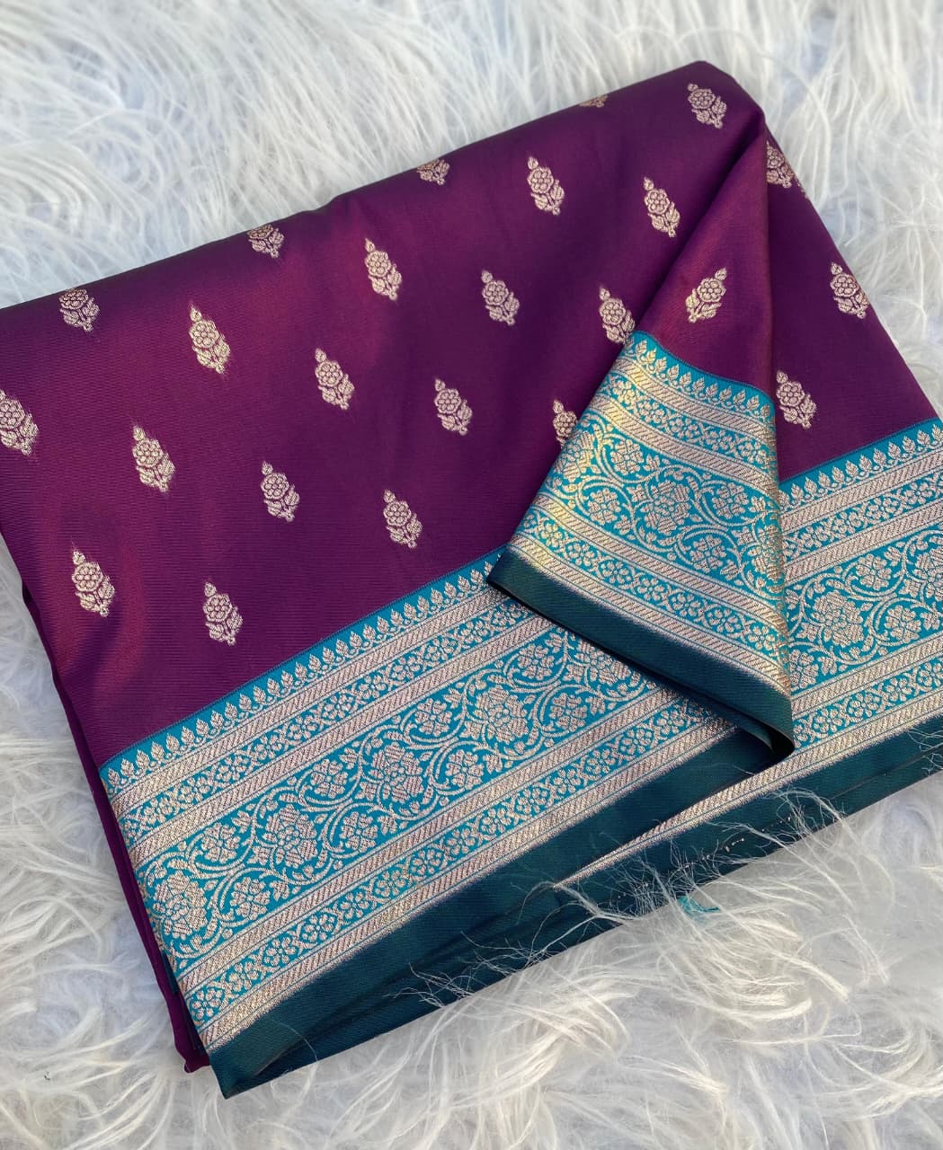 Ratatouille Purple Soft Banarasi Satin Silk Saree With Chatoyant Blouse