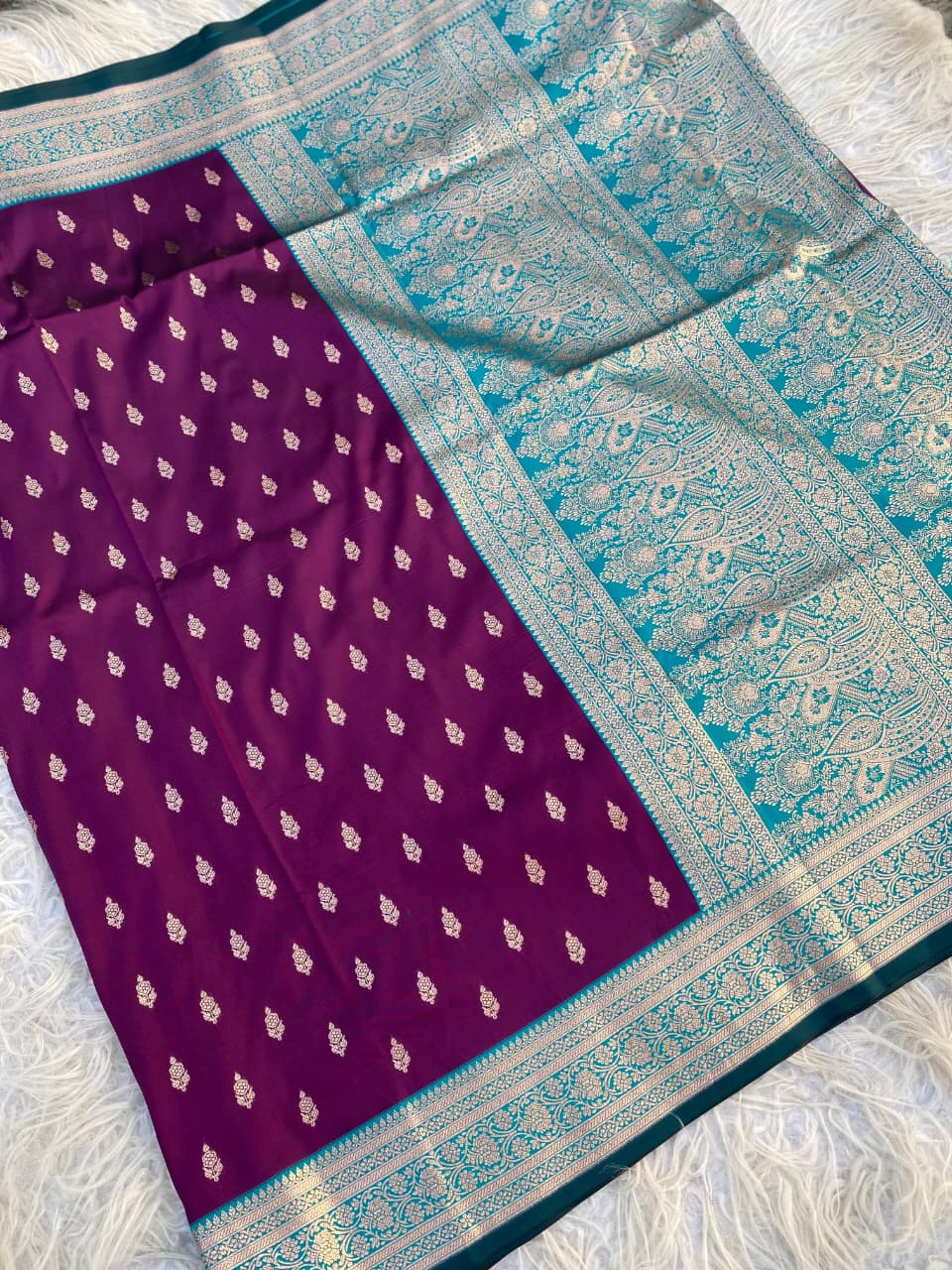 Ratatouille Purple Soft Banarasi Satin Silk Saree With Chatoyant Blouse