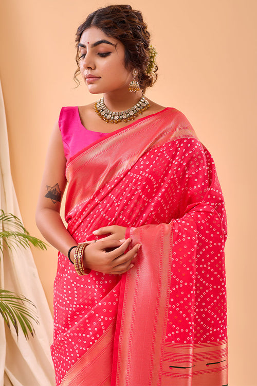 Load image into Gallery viewer, Resplendent Dark Pink Paithani Silk Saree With Innovative Blouse Piece
