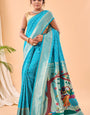 Exquisite Firozi Paithani Silk Saree With Precious Blouse Piece