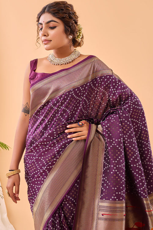 Load image into Gallery viewer, Charismatic Purple Paithani Silk Saree With Breathtaking Blouse Piece
