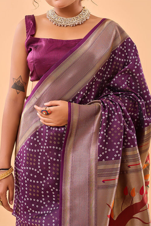 Load image into Gallery viewer, Charismatic Purple Paithani Silk Saree With Breathtaking Blouse Piece
