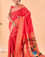 Alluring Red Paithani Silk Saree With Prettiest Blouse Piece