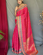 Desirable Dark Pink Paithani Silk Saree With Inspiring Blouse Piece