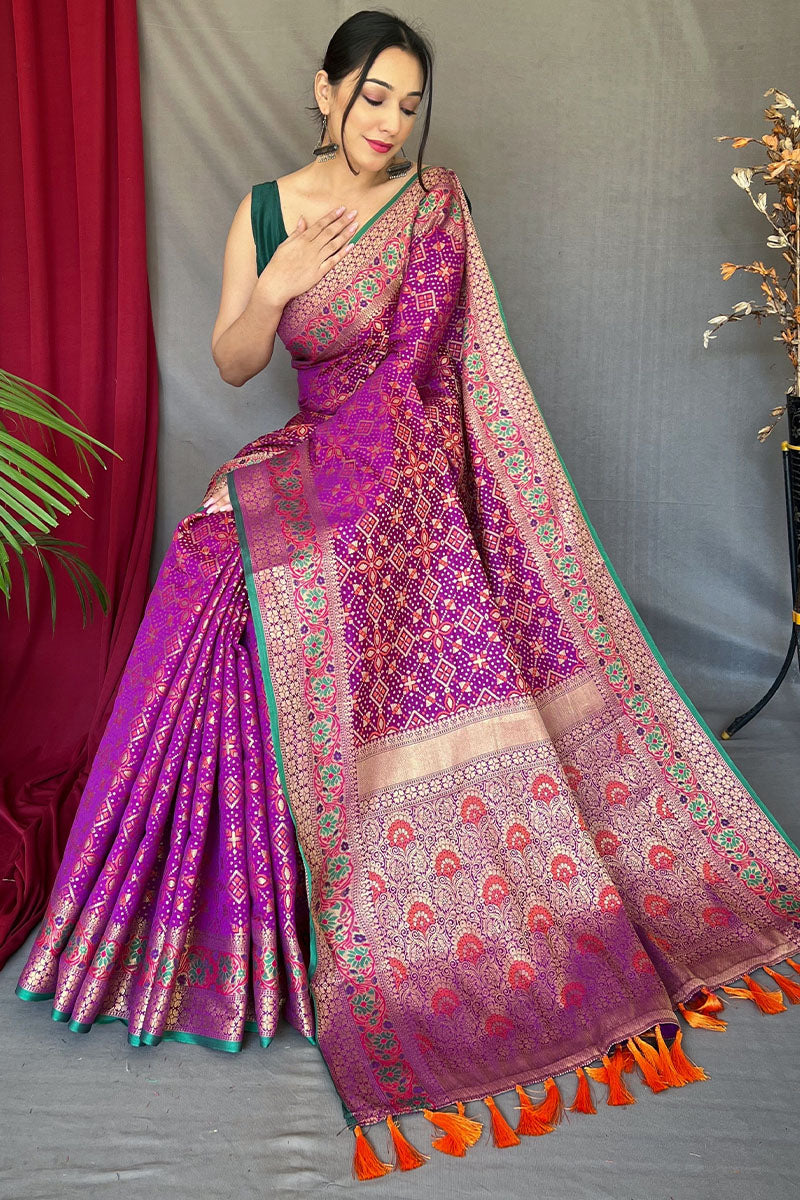 Flattering Purple Paithani Silk Saree With Marvellous Blouse Piece