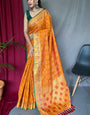 Angelic Mustard Paithani Silk Saree With Diaphanous Blouse Piece