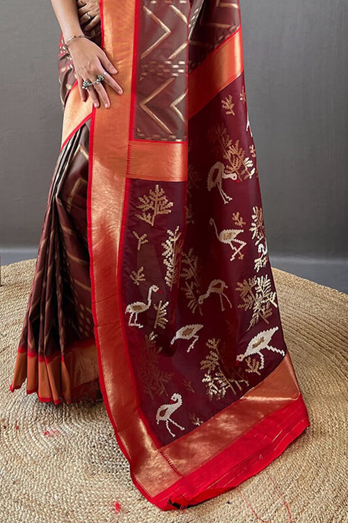 Load image into Gallery viewer, Amiable Brown Soft Banarasi Silk Saree With Exuberant Blouse Piece
