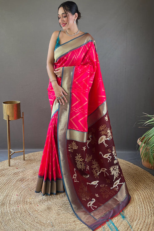 Load image into Gallery viewer, Amazing Dark Pink Soft Banarasi Silk Saree With Unequalled Blouse Piece
