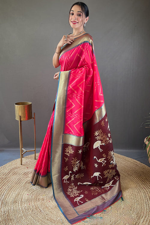 Load image into Gallery viewer, Amazing Dark Pink Soft Banarasi Silk Saree With Unequalled Blouse Piece
