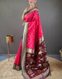 Amazing Dark Pink Soft Banarasi Silk Saree With Unequalled Blouse Piece