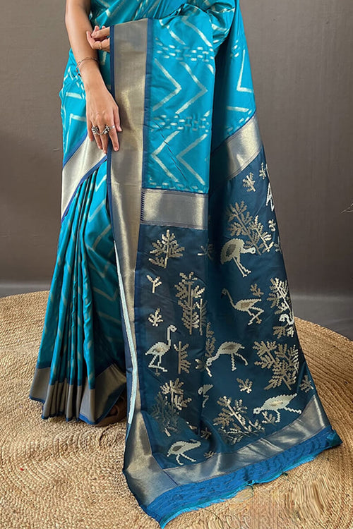 Load image into Gallery viewer, Stunning Firozi Soft Banarasi Silk Saree With Piquant Blouse Piece
