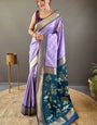 Trendy Lavender Soft Banarasi Silk Saree With Enamoring Blouse Piece