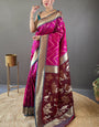 Smart Magenta Soft Banarasi Silk Saree With Luminous Blouse Piece