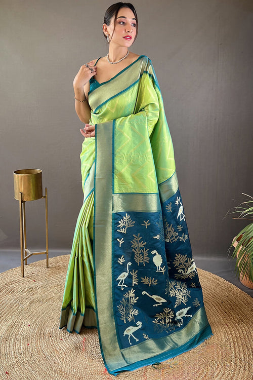 Load image into Gallery viewer, Majesty Parrot Soft Banarasi Silk Saree With Dulcet Blouse Piece
