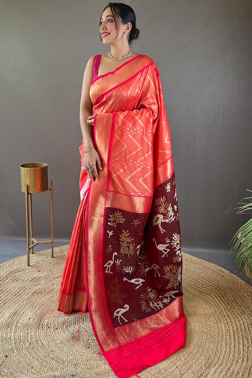 Load image into Gallery viewer, Stunner Pink Soft Banarasi Silk Saree With Mellifluous Blouse Piece
