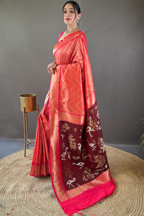 Load image into Gallery viewer, Stunner Pink Soft Banarasi Silk Saree With Mellifluous Blouse Piece
