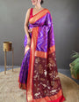 Brood Purple Soft Banarasi Silk Saree With Nebula Blouse Piece