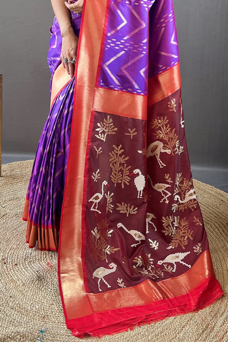 Brood Purple Soft Banarasi Silk Saree With Nebula Blouse Piece