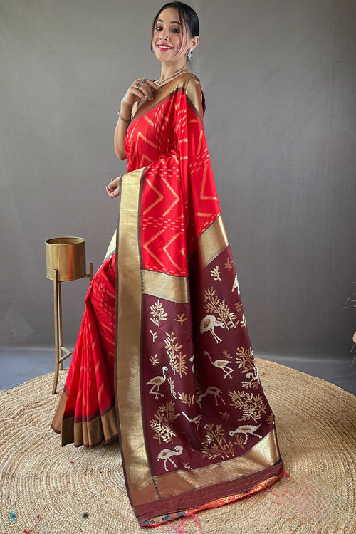 Load image into Gallery viewer, Panoply Red Soft Banarasi  Silk Saree With Winsome Blouse Piece
