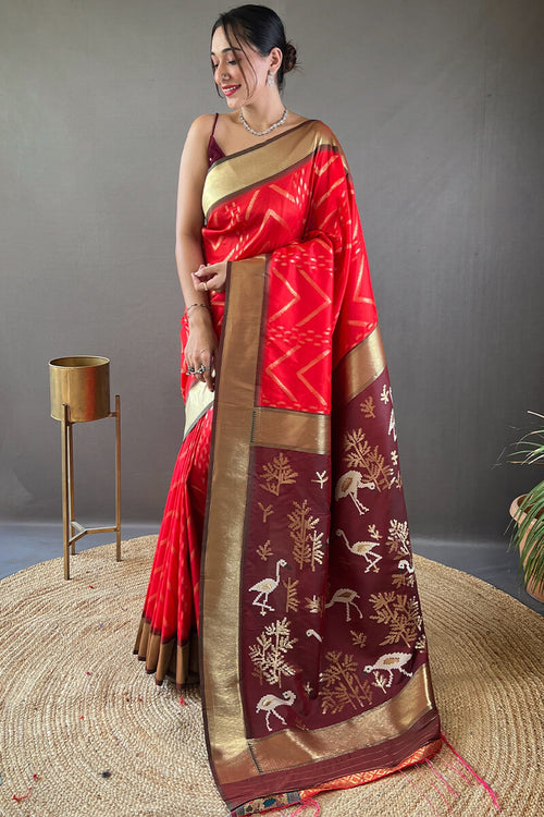 Load image into Gallery viewer, Panoply Red Soft Banarasi  Silk Saree With Winsome Blouse Piece
