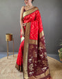 Panoply Red Soft Banarasi  Silk Saree With Winsome Blouse Piece