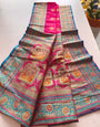 Mesmeric Dark Pink Soft Banarasi Silk Saree With Twirling Blouse Piece