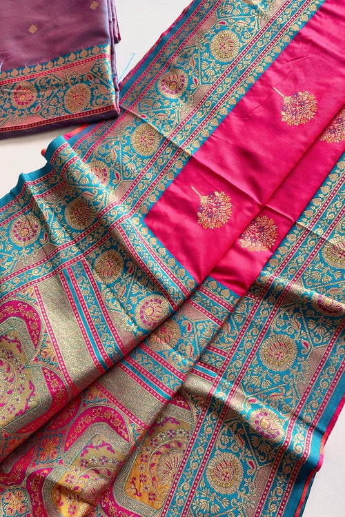 Load image into Gallery viewer, Mesmeric Dark Pink Soft Banarasi Silk Saree With Twirling Blouse Piece
