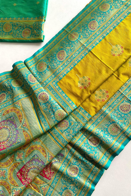 Load image into Gallery viewer, Traditional Mustard Soft Banarasi Silk Saree With Conflate Blouse Piece
