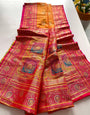 Eloquence Orange Soft Banarasi Silk Saree With Mellifluous Blouse Piece