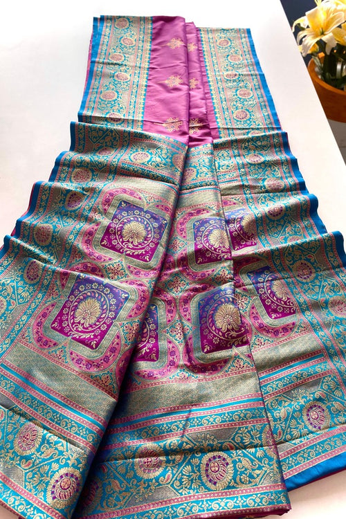 Load image into Gallery viewer, Sempiternal Pink Soft Banarasi Silk Saree With Denouement Blouse Piece
