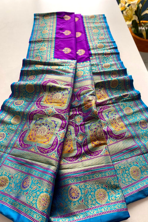 Load image into Gallery viewer, Splendiferous Purple Soft Banarasi Silk Saree With Enchanting Blouse Piece
