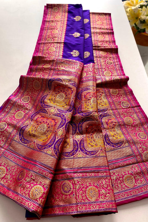 Load image into Gallery viewer, Profuse Royal Blue Soft Banarasi Silk Saree With Resplendent Blouse Piece
