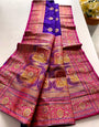 Profuse Royal Blue Soft Banarasi Silk Saree With Resplendent Blouse Piece