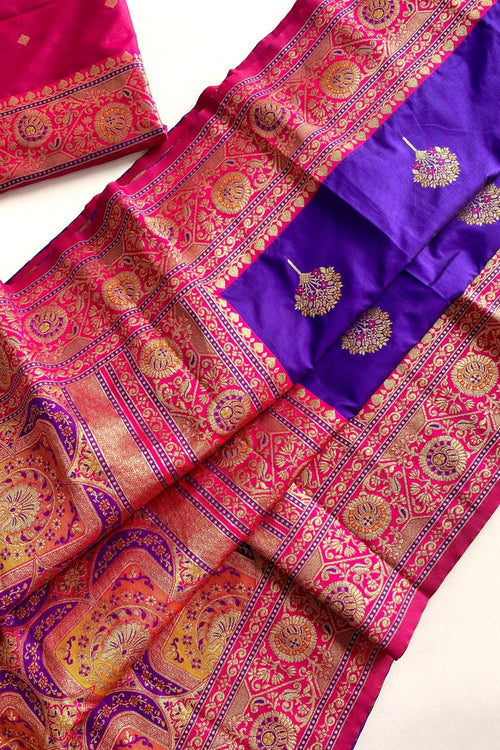 Load image into Gallery viewer, Profuse Royal Blue Soft Banarasi Silk Saree With Resplendent Blouse Piece
