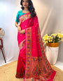 Engrossing Dark Pink Paithani Silk Saree With Pleasant Blouse Piece