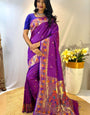 Enamoring Purple Paithani Silk Saree With Rhapsody Blouse Piece