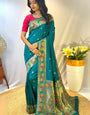 Ethereal Rama Paithani Silk Saree With Nebula Blouse Piece