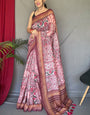 Unique Baby Pink Digital Printed Cotton Silk Saree With Charming Blouse Piece