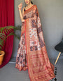 Smart Beige Digital Printed Cotton Silk Saree With Desiring Blouse Piece