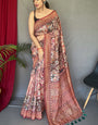 Hypnotic Brown Digital Printed Cotton Silk Saree With Radiant Blouse Piece