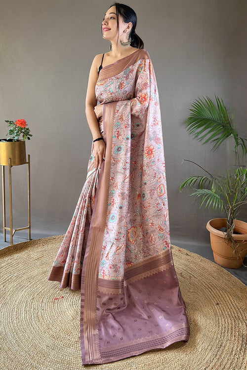 Load image into Gallery viewer, Adoring Lavender Digital Printed Soft Silk Saree With Exceptional Blouse Piece
