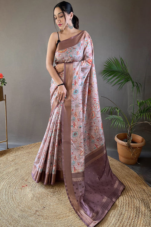 Load image into Gallery viewer, Adoring Lavender Digital Printed Soft Silk Saree With Exceptional Blouse Piece
